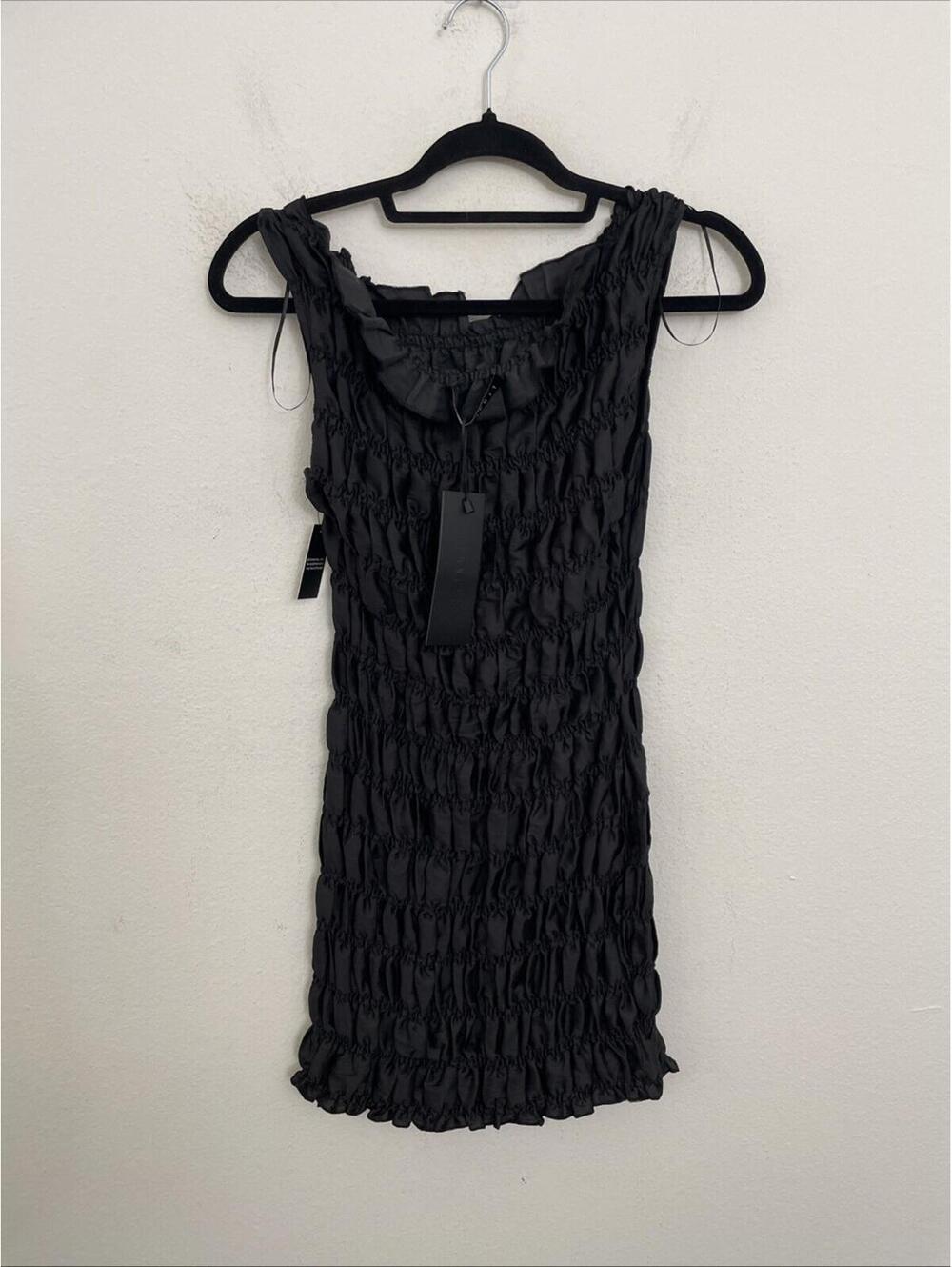 Lioness Guccio Mini Dress Onyx Black Ruched Sleeveless Size S NWT $87MSRP - Picture 4 of 7